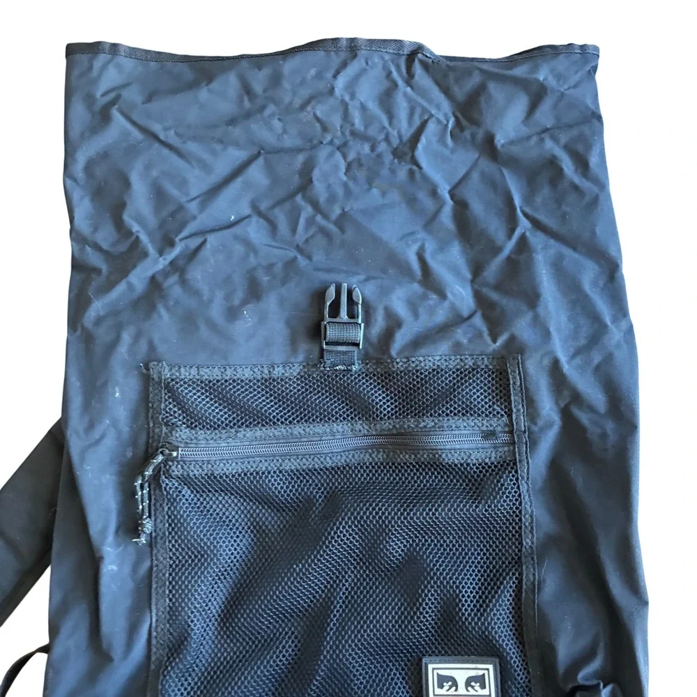 Obey Roll Top Backpack Mens OS Black Good Mesh Pocket Streetwear Utility Bag